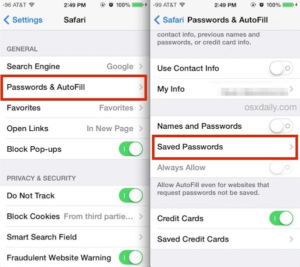 Find Saved Passwords on iPhone &  iPad in Safari