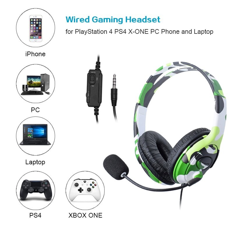 For PS4 Wired Gaming Headset headphones Earphones with ...