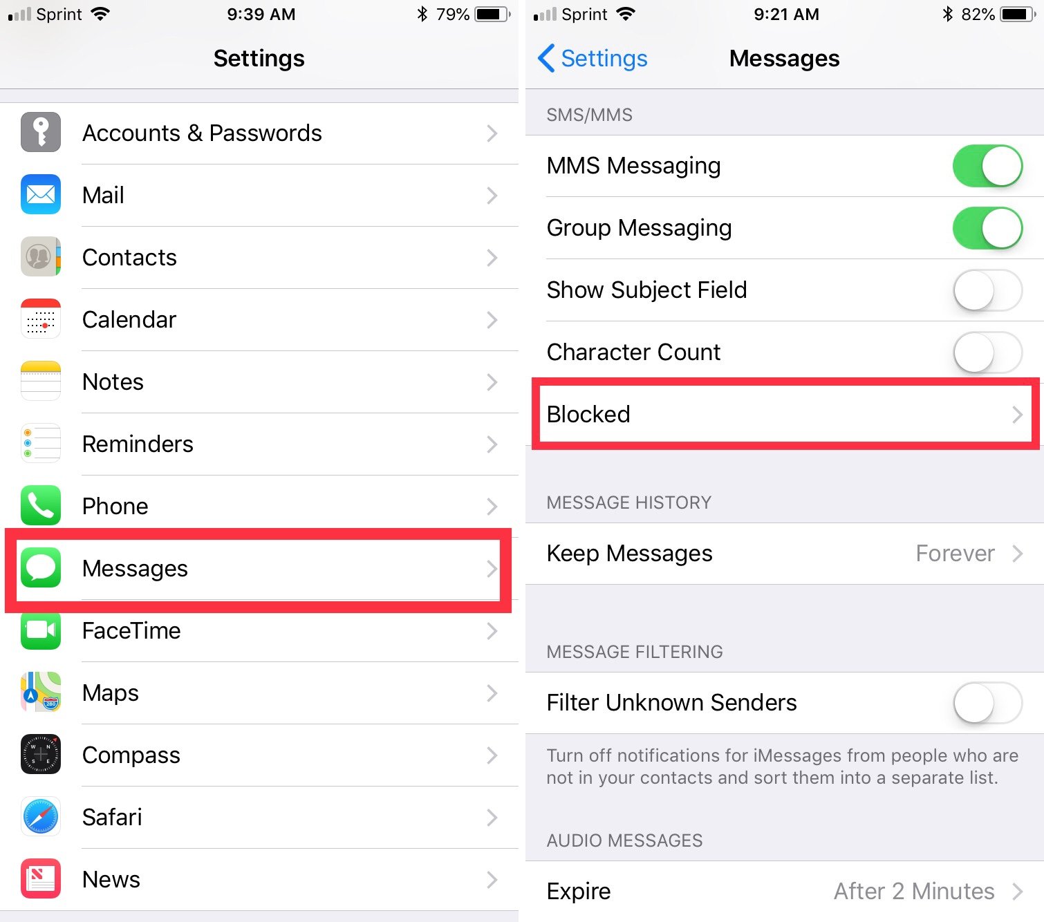 How to block iPhone text messages from certain senders