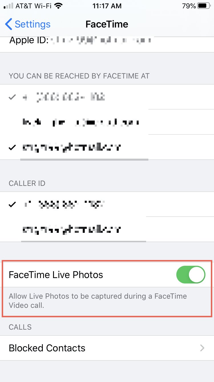 How to enable or disable Live Photos during FaceTime calls ...