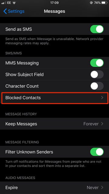 How to see blocked contacts on an iPhone for 4 apps