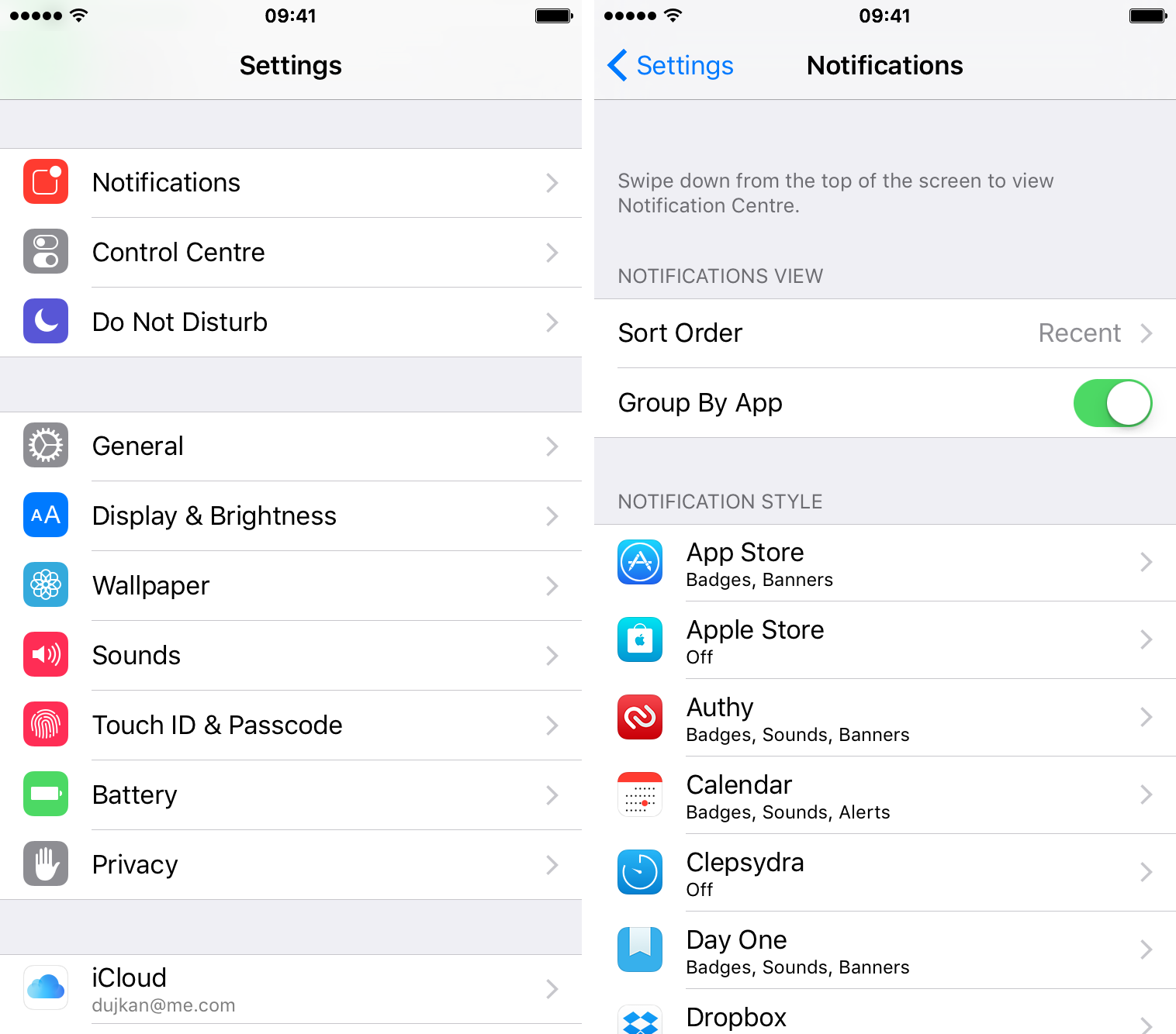 How to sort iOS notifications