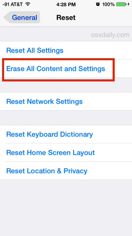 Reset iPhone to Factory Settings
