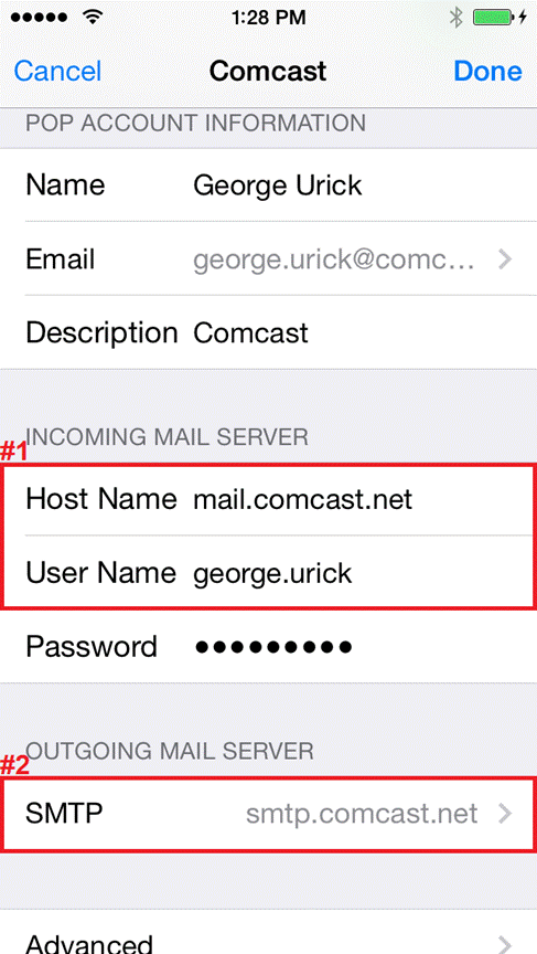 Comcast Email Settings iPhone