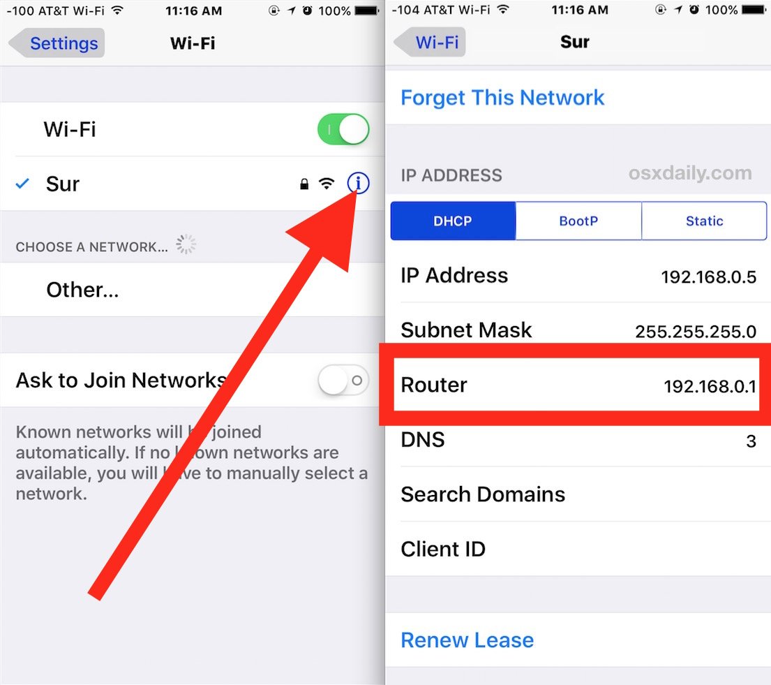 How to Find a Router IP Address from iPhone or iPad