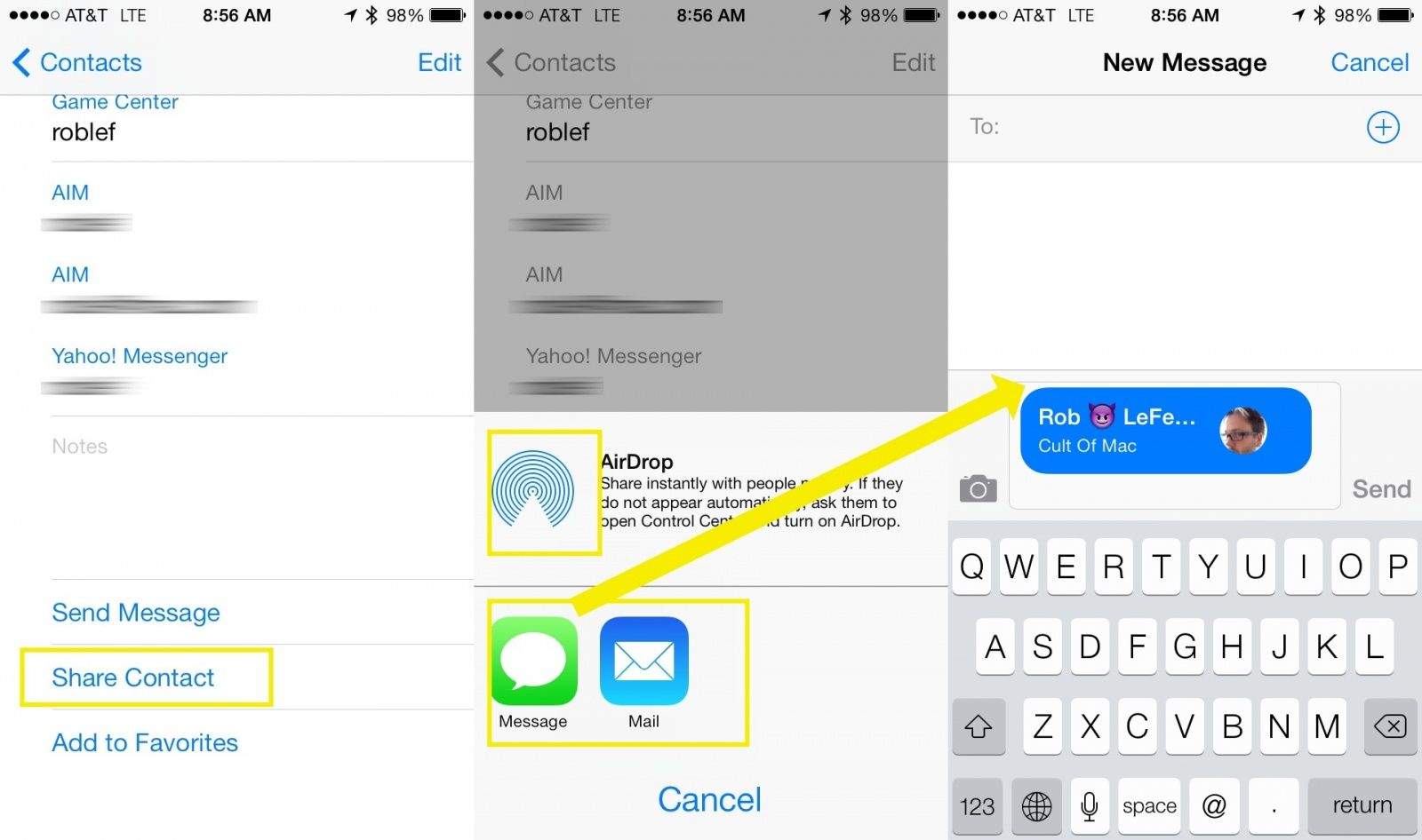 How To Share Contact Info From Your iOS 7 Device [iOS Tips ...