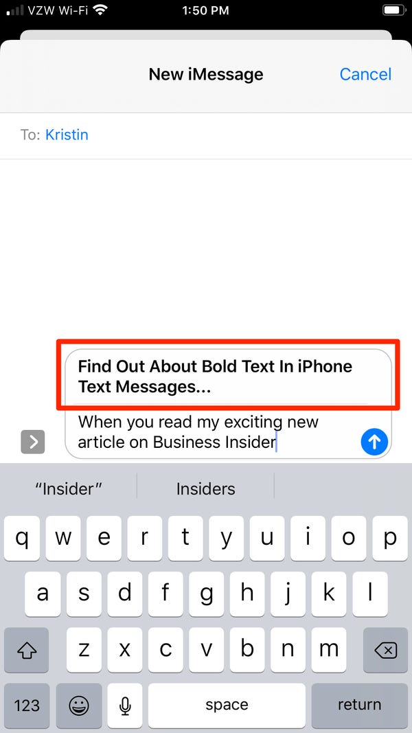 How to bold text in iPhone text messages with subject ...