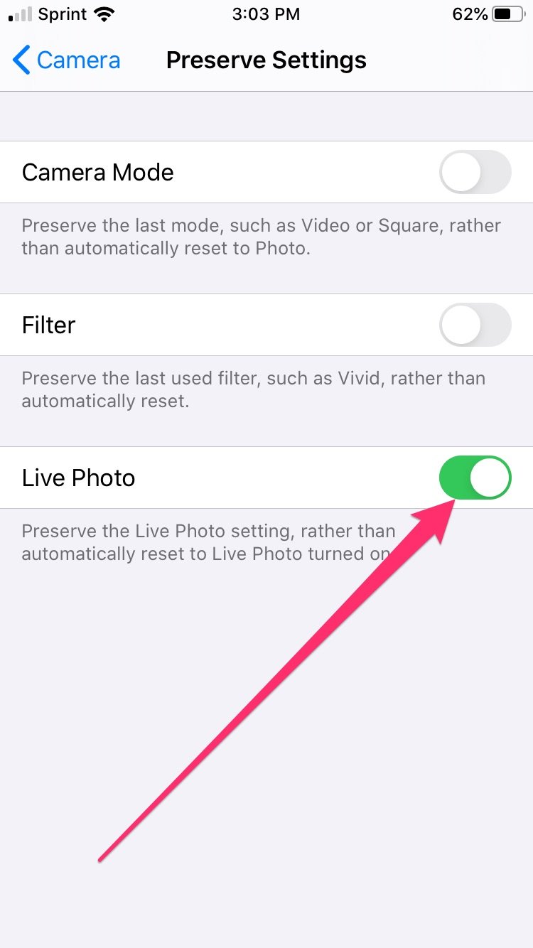How to turn off the Live Photo feature on an iPhone ...