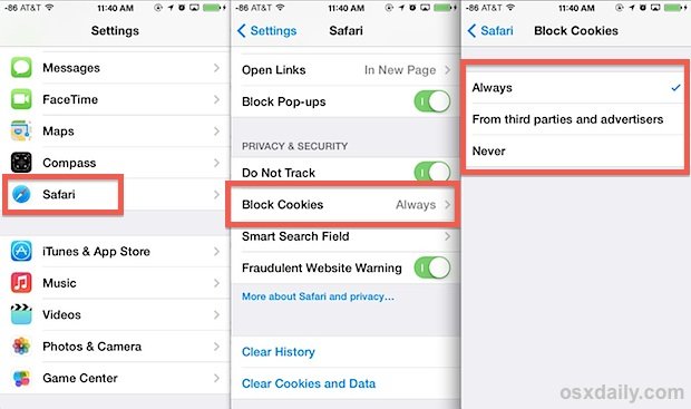 How to Block Cookies in Safari for iPhone or iPad