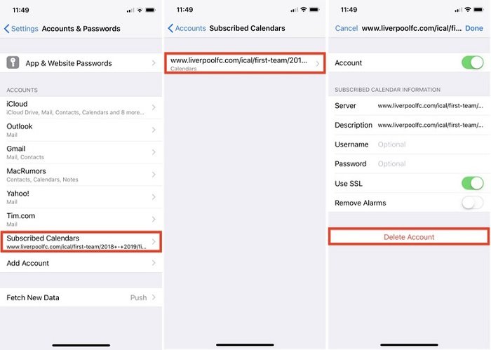 How to Delete Subscribed Calendars on iPhone in iOS 12/13 ...