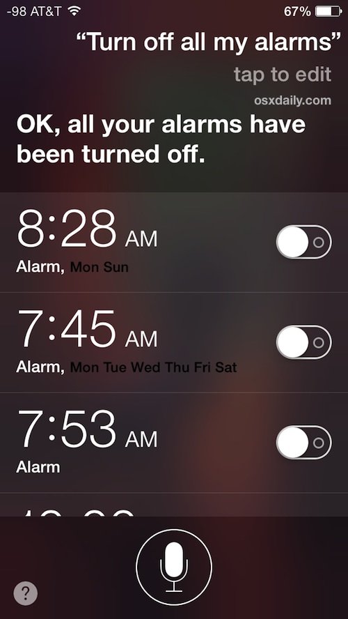 Remove Alarm Clock Clutter on the iPhone with Siri