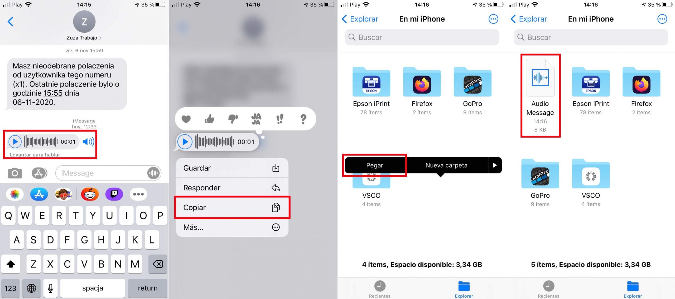 How to save voice audios in iPhone Messages