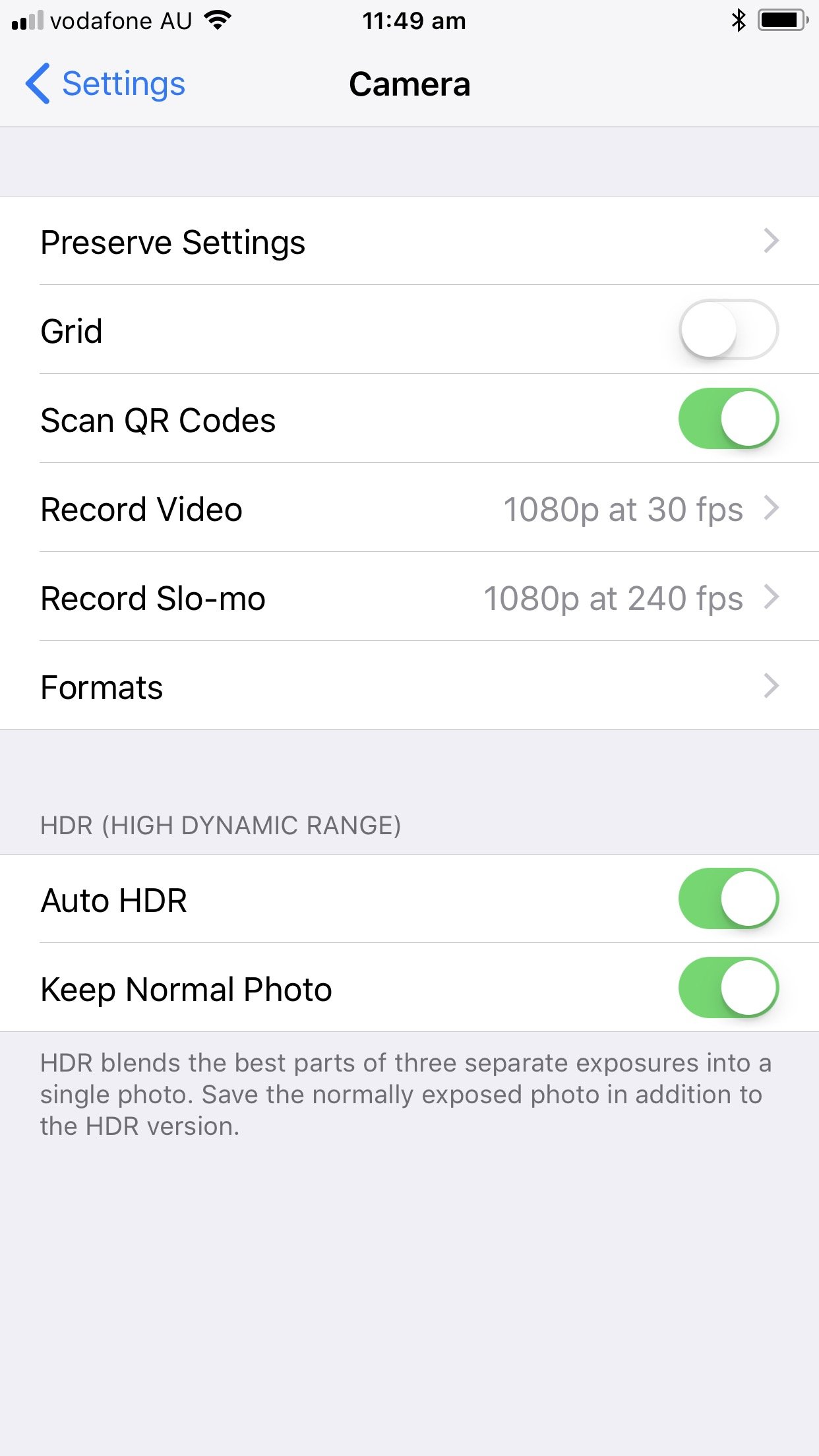 iPhone 8 plus camera can turn off HDR!