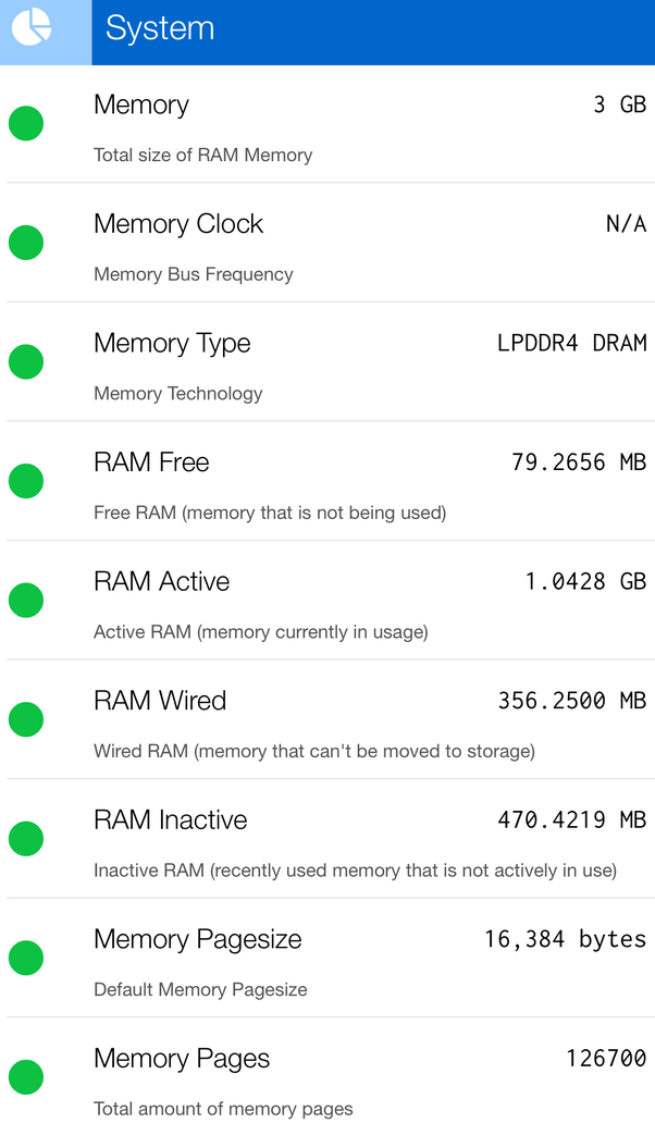 What are the steps to check RAM in iPhone devices?