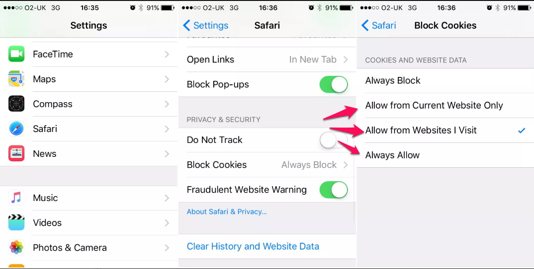 How to Enable Third Party Cookies on iPhone?