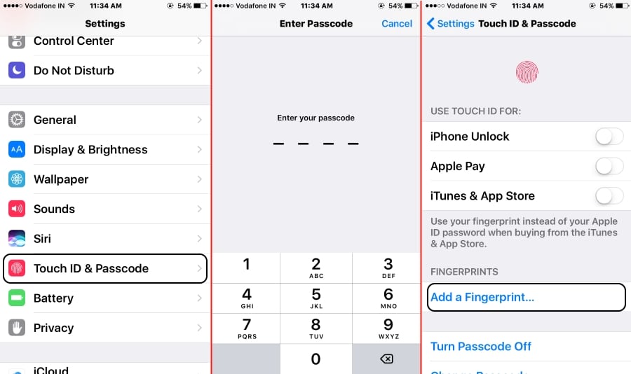 Setup, Add Touch ID Fingerprints on iPhone 7 Plus, iPhone 7: iOS 10