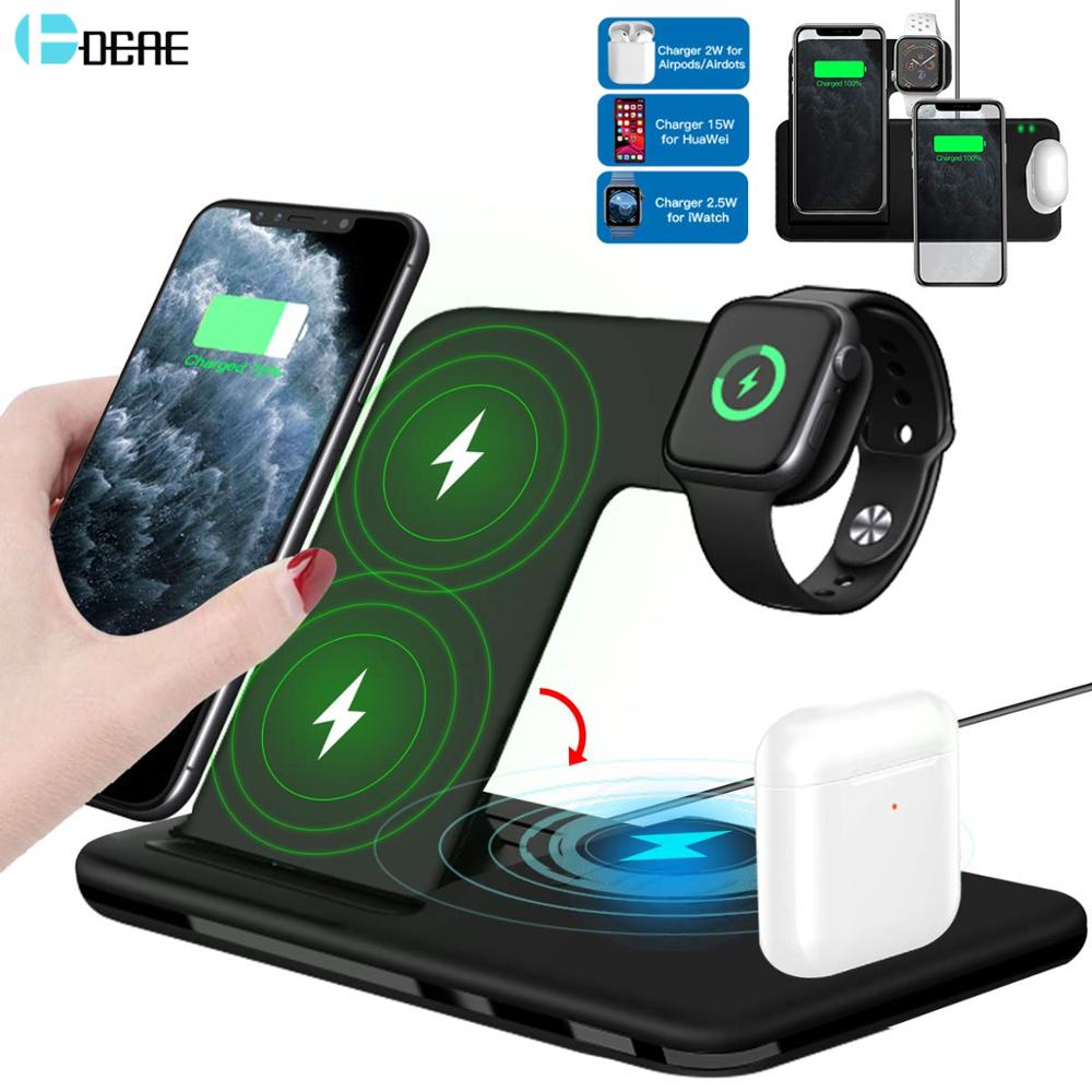 15W Qi Fast Wireless Charger Stand For iPhone 11 XR X 8 Apple Watch 4 ...