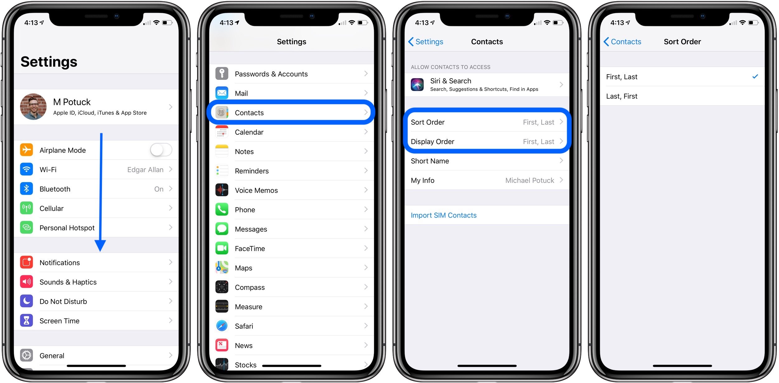 iPhone: How to change contacts sort order and display order