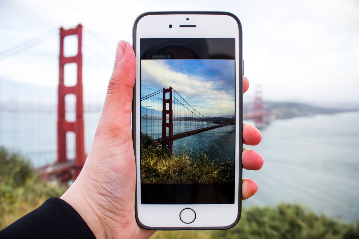 Free Photo: Person Taking Picture with iPhone of the Golden Gate Bridge