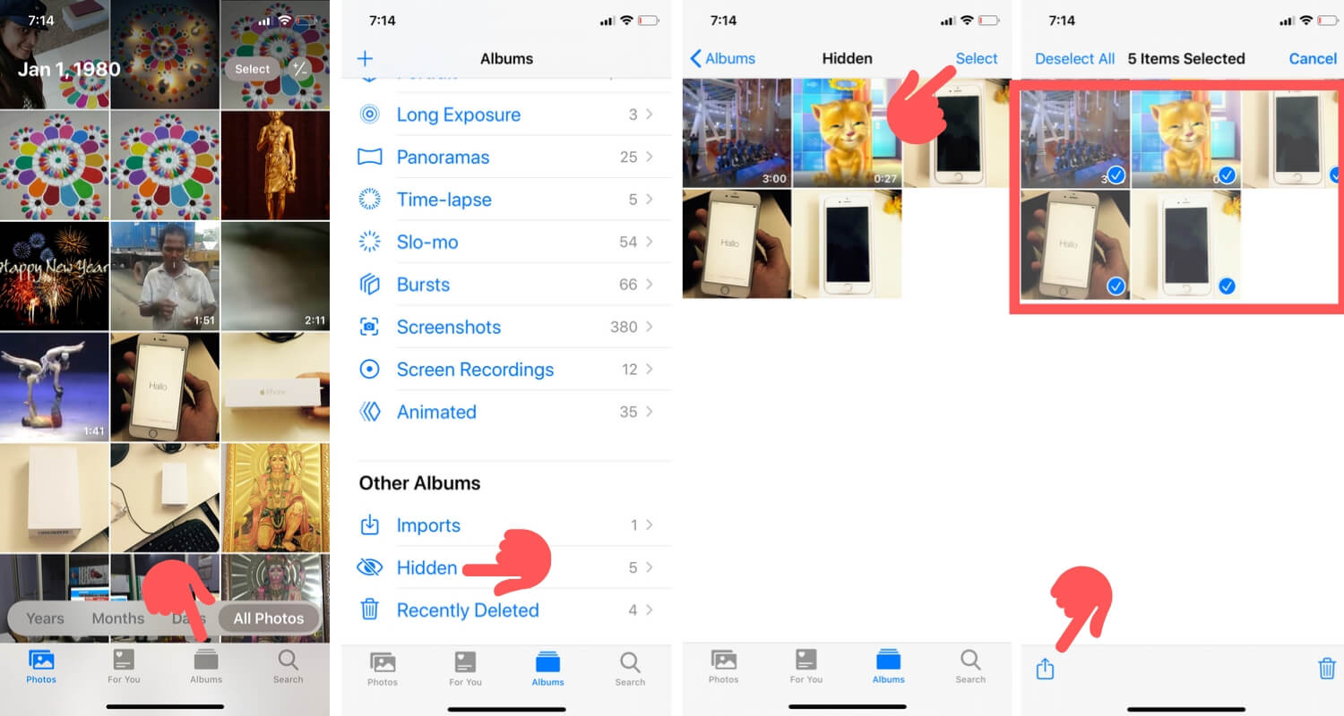 Unhide Hidden Photos on iPhone 12(Pro Max),11,XR(Xs Max),8,7,6