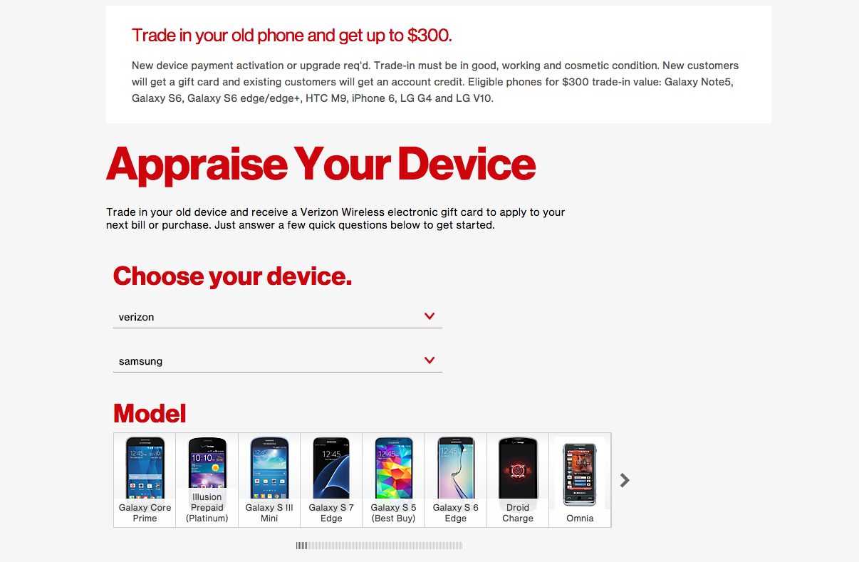 Trade in your smartphone at Verizon and get up to $300 towards a new device