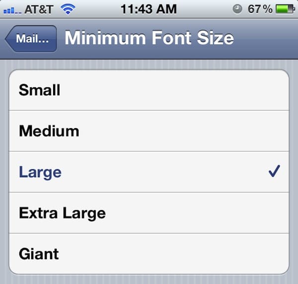 Change the Mail Font Size on iPhone
