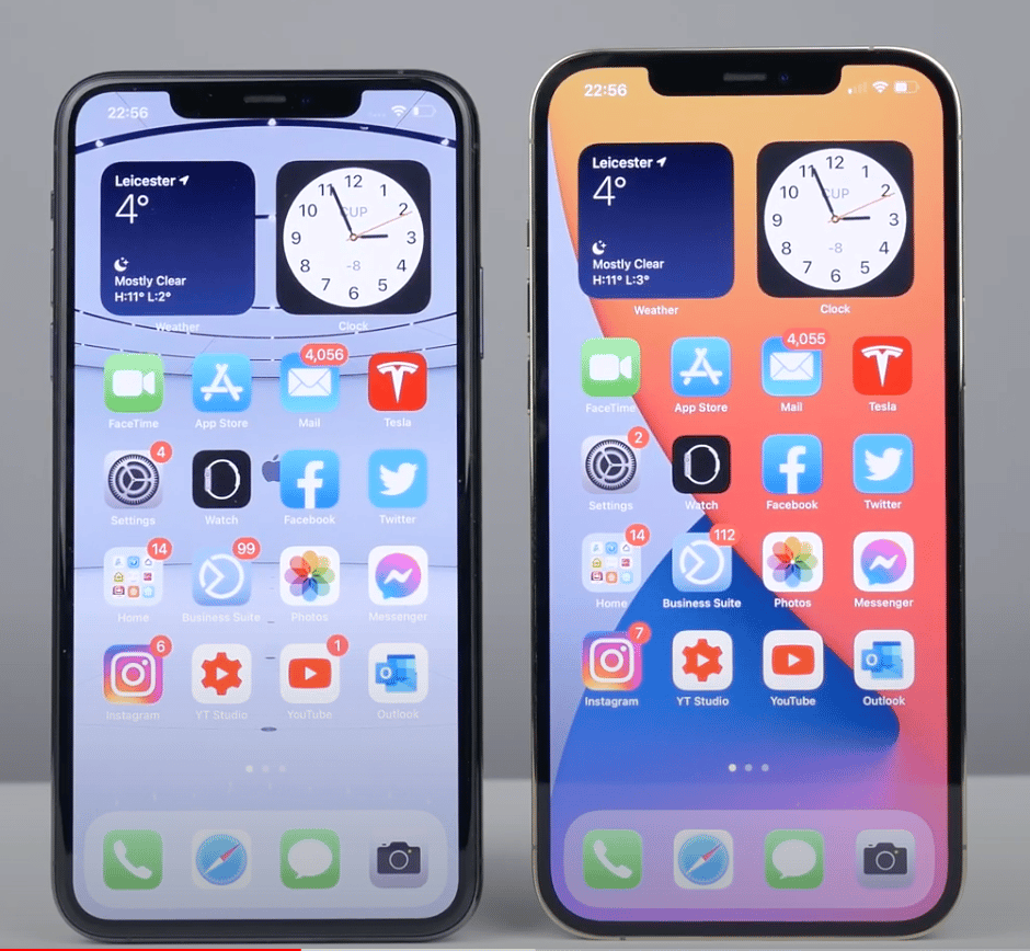 iPhone 11 Pro max next to iPhone 12 pro max screen size difference is ...